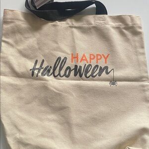 Halloween Canvas Tote Bag - Cream and Black